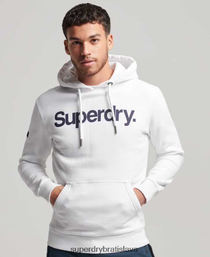 Superdry muži mikina s logom s logom z organickej bavlny 6B4ZTR5075 oblečenie biely