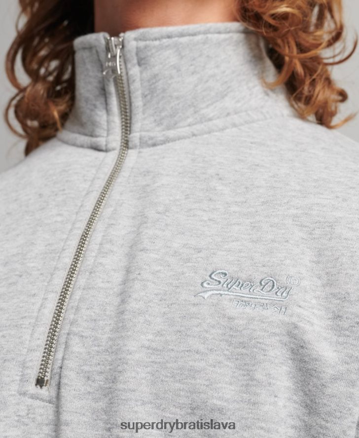 Superdry muži mikina s logom s polovičným zipsom z organickej bavlny 6B4ZTR5048 oblečenie sivá