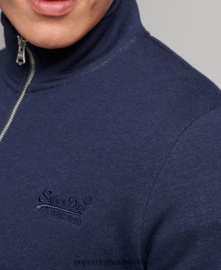 Superdry muži mikina s logom s polovičným zipsom z organickej bavlny 6B4ZTR5062 oblečenie námorníctvo