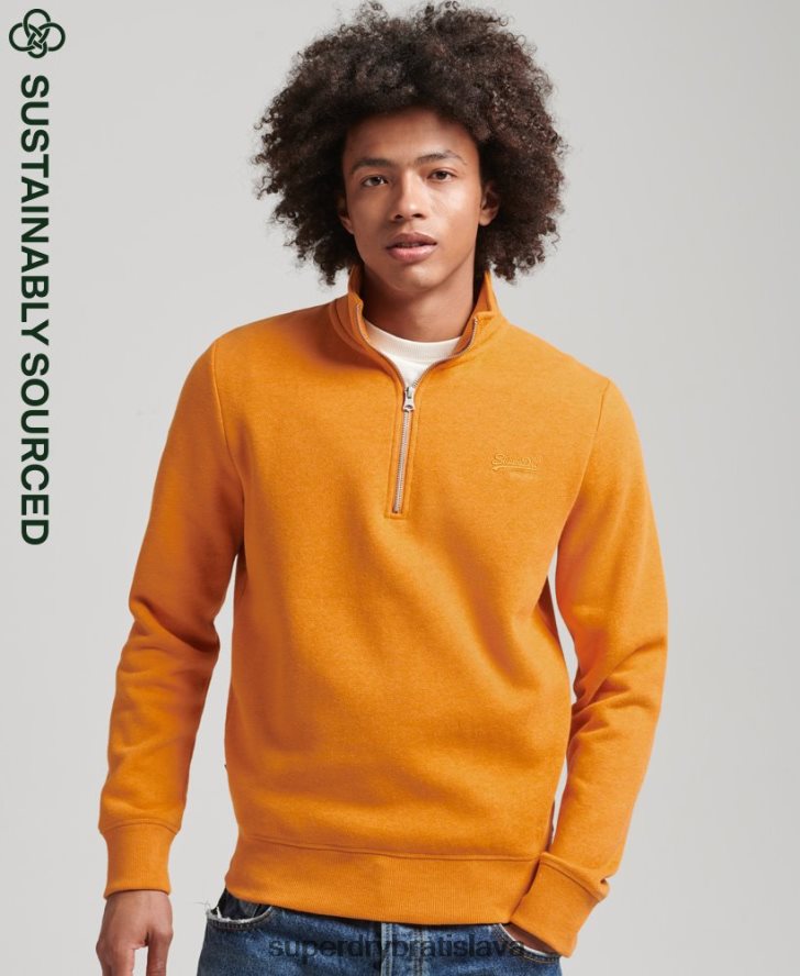 Superdry muži mikina s logom s polovičným zipsom z organickej bavlny 6B4ZTR5063 oblečenie žltá