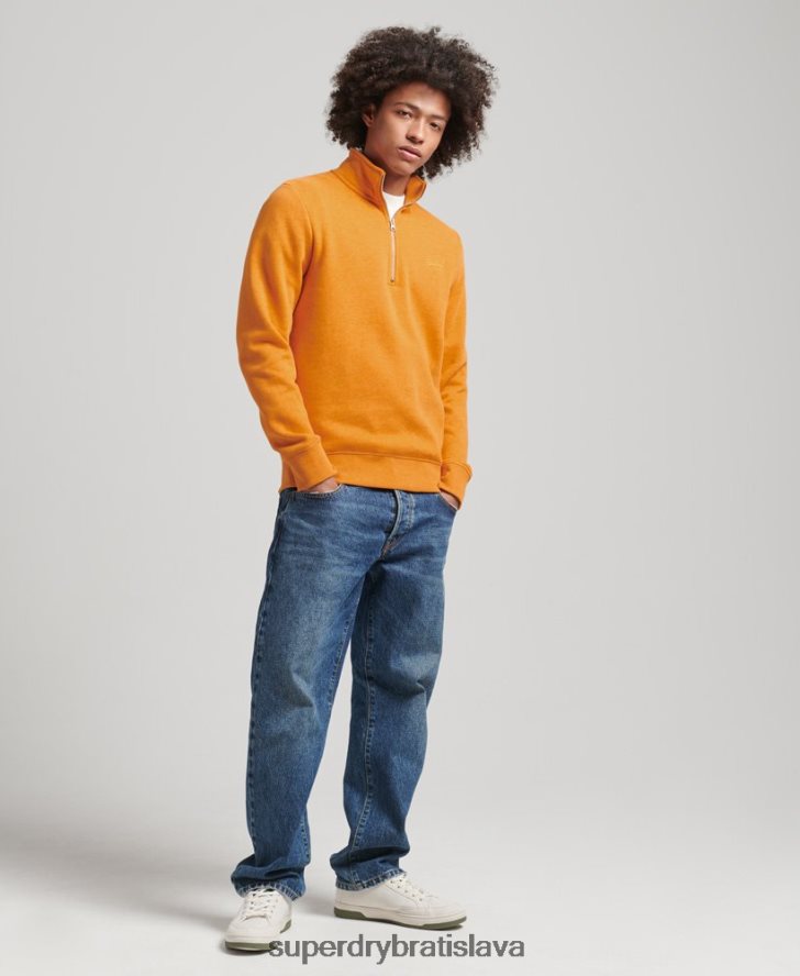Superdry muži mikina s logom s polovičným zipsom z organickej bavlny 6B4ZTR5063 oblečenie žltá