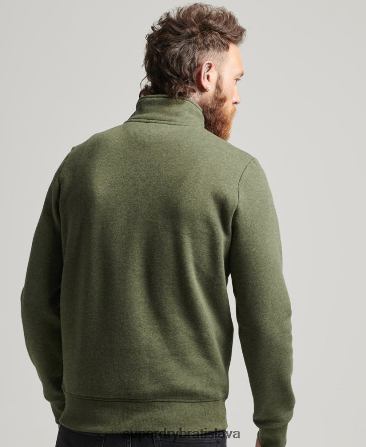 Superdry muži mikina s logom s polovičným zipsom z organickej bavlny 6B4ZTR5092 oblečenie kaki