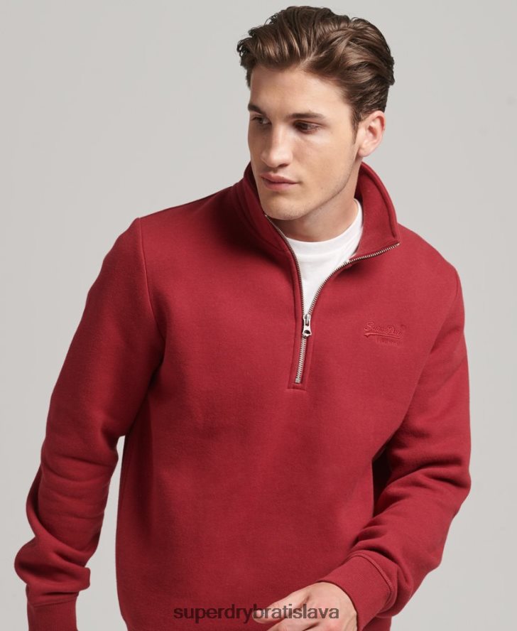 Superdry muži mikina s logom s polovičným zipsom z organickej bavlny 6B4ZTR773 oblečenie červená