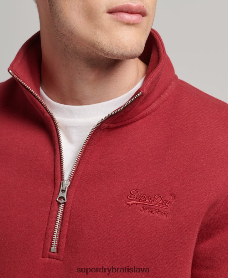 Superdry muži mikina s logom s polovičným zipsom z organickej bavlny 6B4ZTR773 oblečenie červená