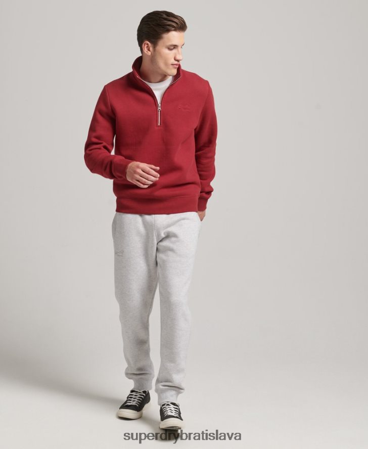 Superdry muži mikina s logom s polovičným zipsom z organickej bavlny 6B4ZTR773 oblečenie červená