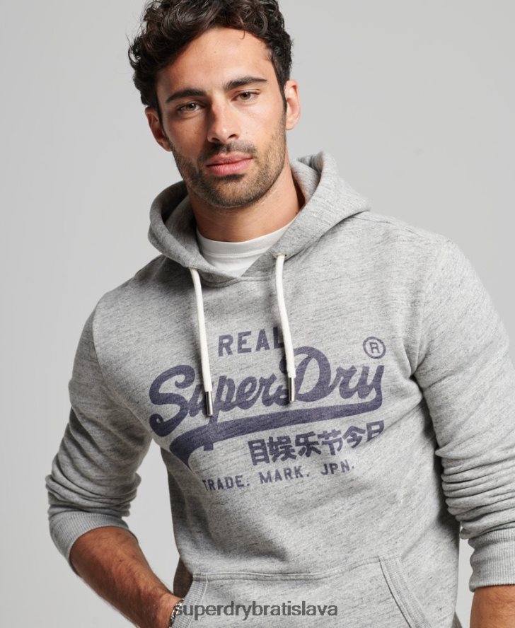 Superdry muži mikina s vintage logom 6B4ZTR789 oblečenie sivá