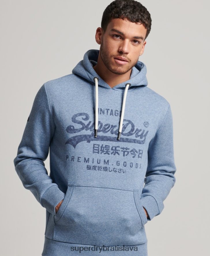 Superdry muži mikina s vintage logom Americana 6B4ZTR488 oblečenie svetlo modrá