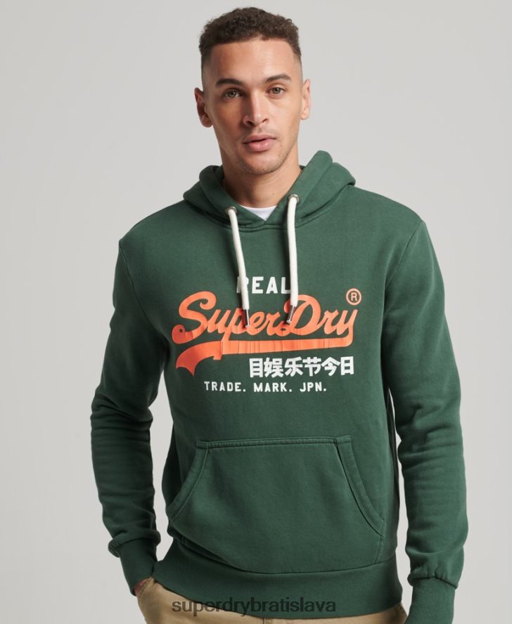 Superdry muži mikina s vintage logom americkej klasiky 6B4ZTR808 oblečenie zelená
