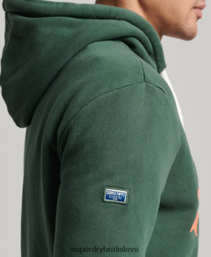 Superdry muži mikina s vintage logom americkej klasiky 6B4ZTR808 oblečenie zelená