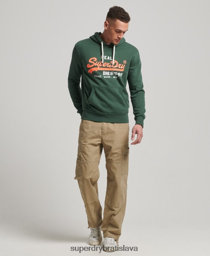 Superdry muži mikina s vintage logom americkej klasiky 6B4ZTR808 oblečenie zelená