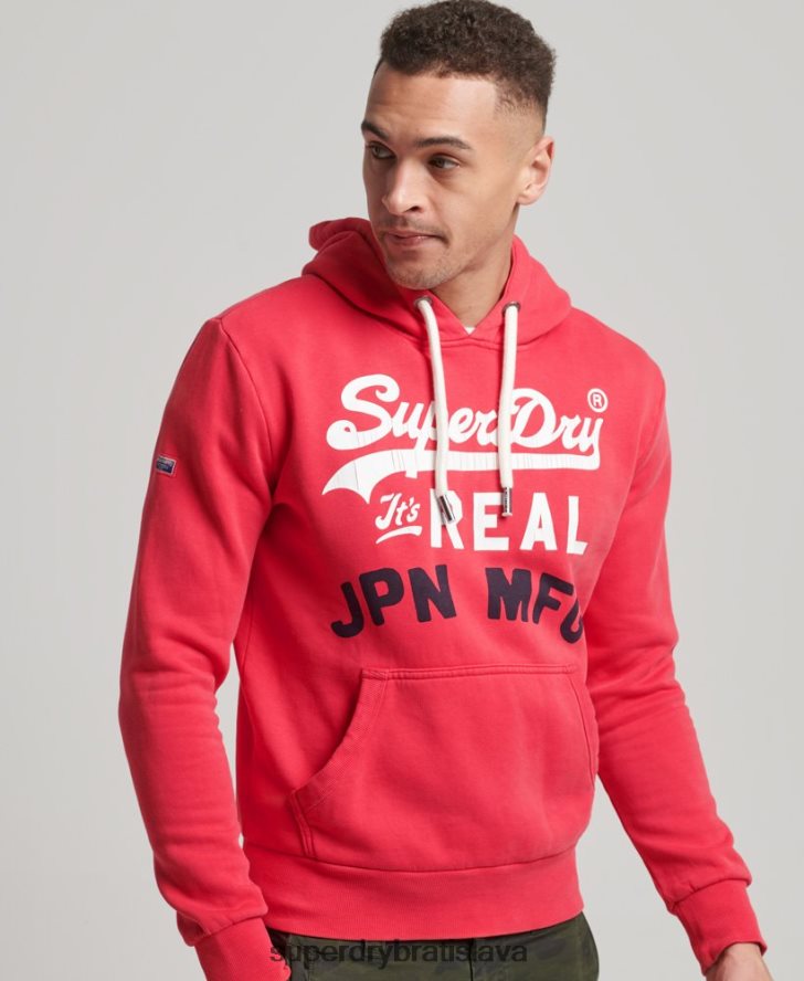 Superdry muži mikina s vintage logom americkej klasiky 6B4ZTR894 oblečenie červená
