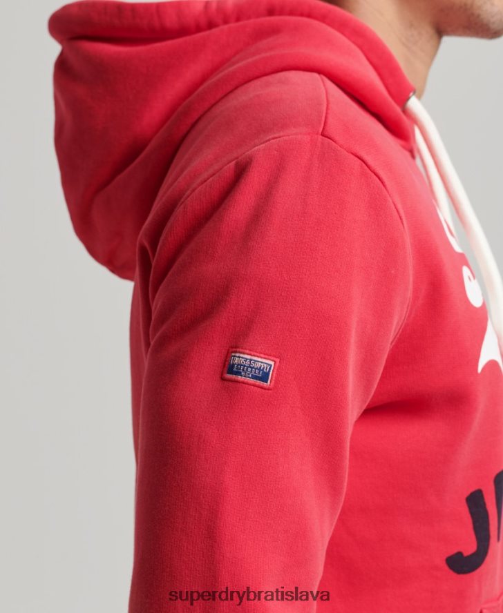 Superdry muži mikina s vintage logom americkej klasiky 6B4ZTR894 oblečenie červená