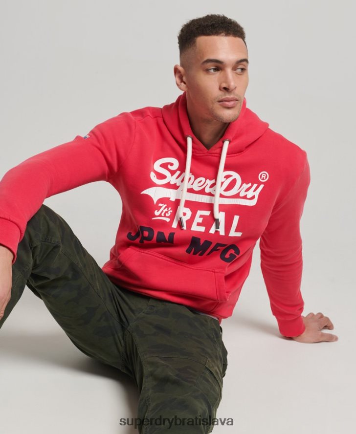 Superdry muži mikina s vintage logom americkej klasiky 6B4ZTR894 oblečenie červená