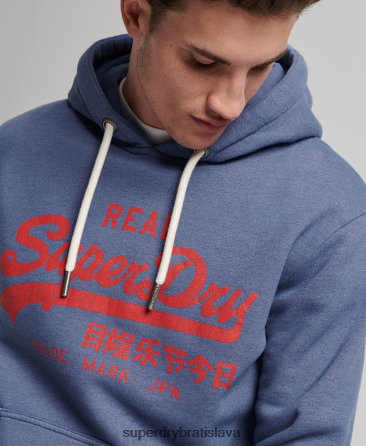 Superdry muži mikina s vintage logom marl 6B4ZTR500 oblečenie Modrá