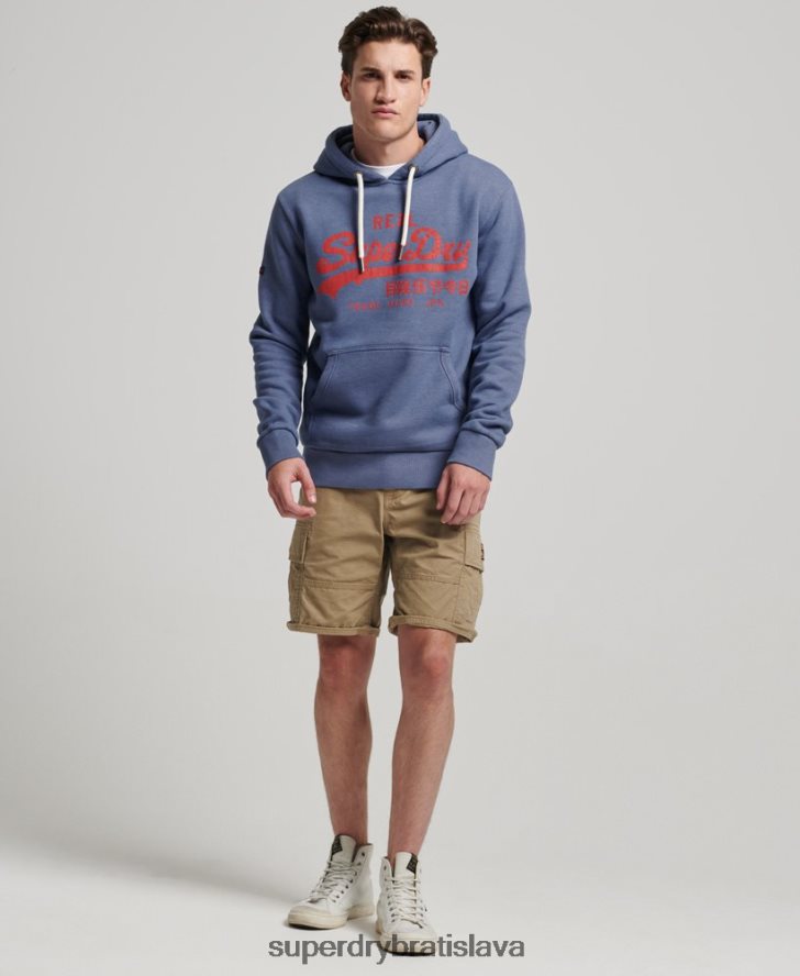 Superdry muži mikina s vintage logom marl 6B4ZTR500 oblečenie Modrá