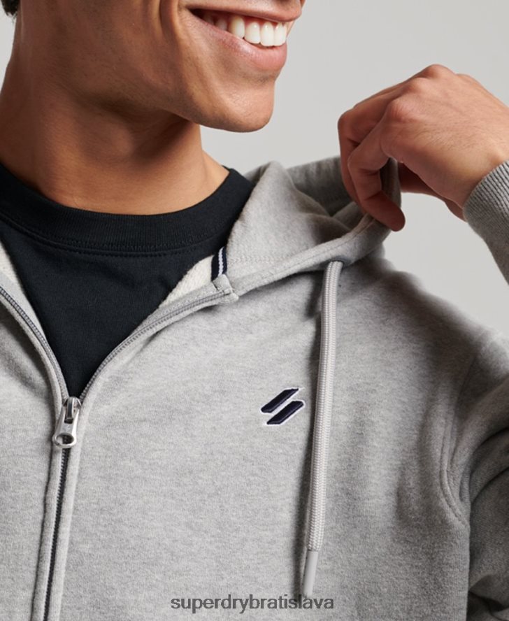 Superdry muži mikina s voľným zipsom s logom 6B4ZTR5097 oblečenie sivá