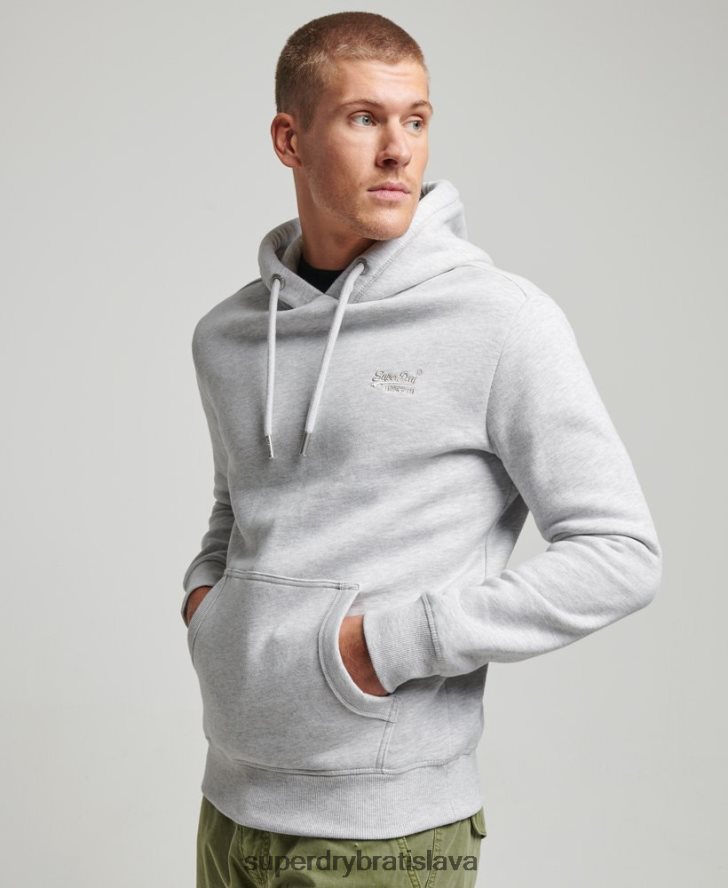 Superdry muži mikina s vyšívaným vintage logom 6B4ZTR460 oblečenie svetlo šedá