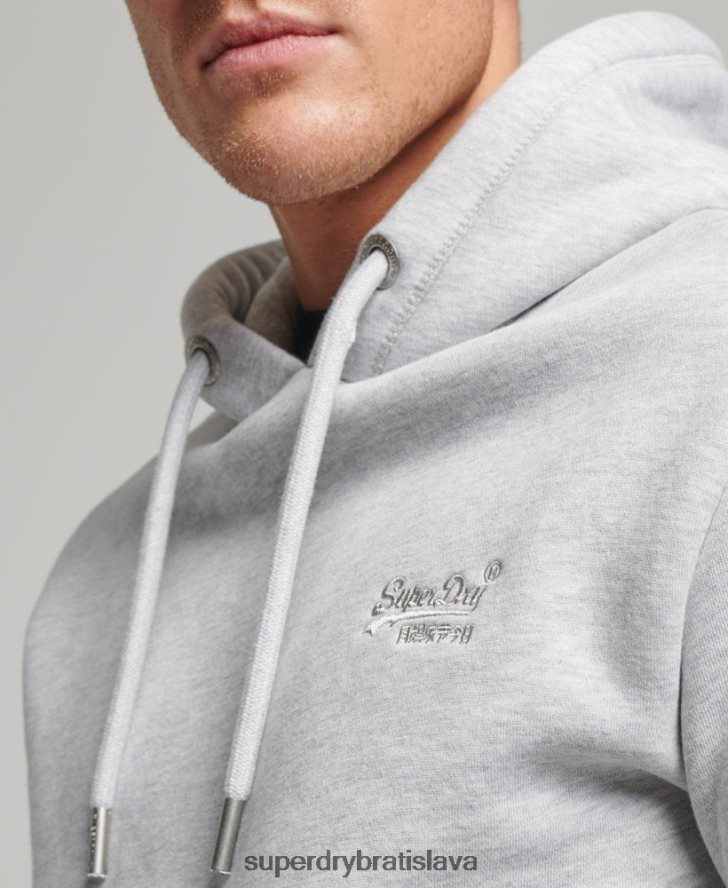 Superdry muži mikina s vyšívaným vintage logom 6B4ZTR460 oblečenie svetlo šedá
