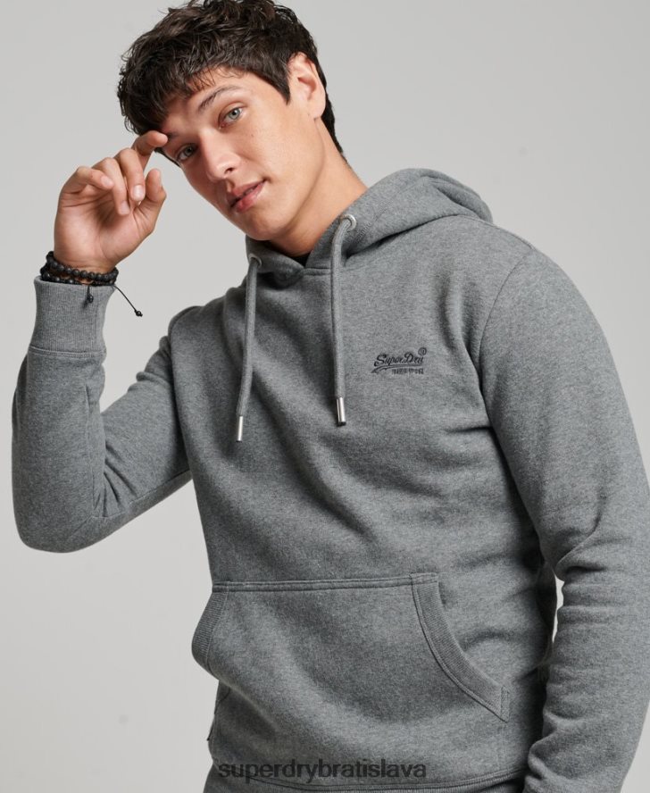 Superdry muži mikina s vyšívaným vintage logom 6B4ZTR581 oblečenie sivá