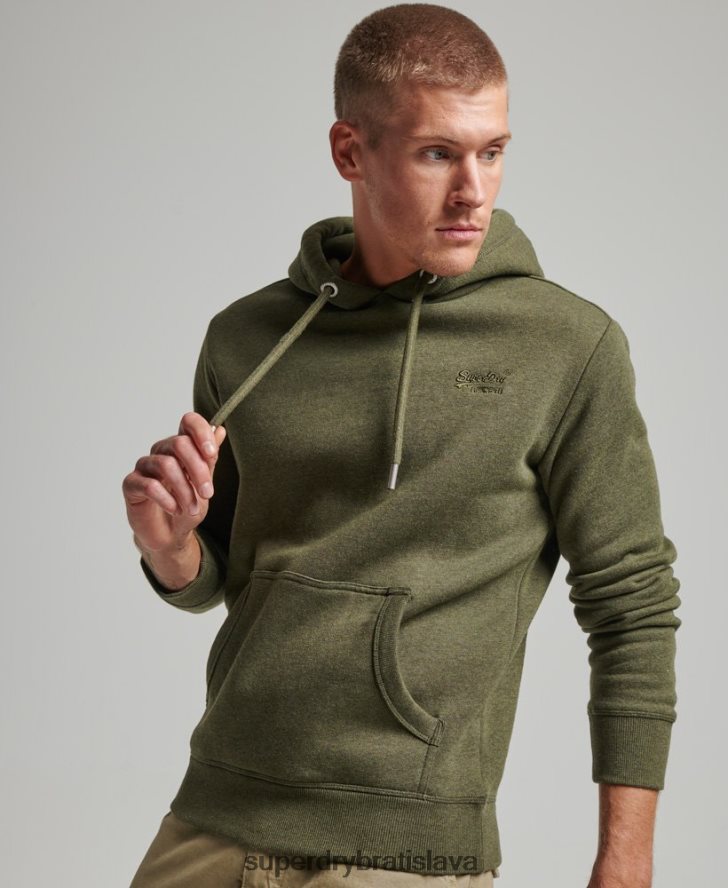 Superdry muži mikina s vyšívaným vintage logom 6B4ZTR625 oblečenie kaki