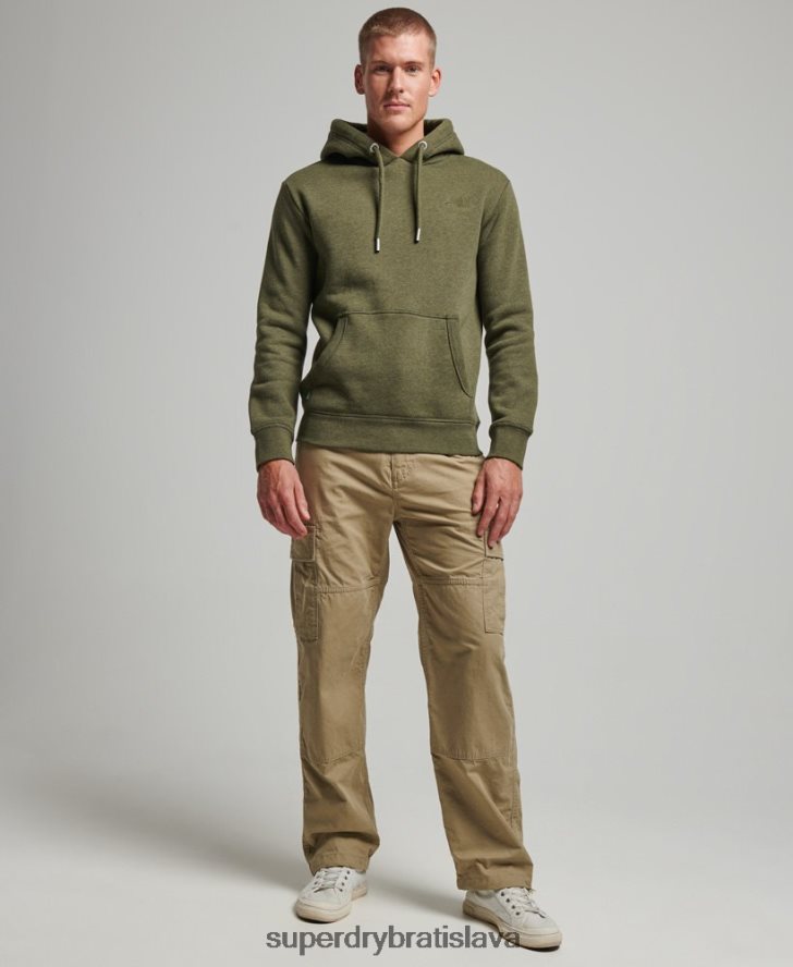 Superdry muži mikina s vyšívaným vintage logom 6B4ZTR625 oblečenie kaki