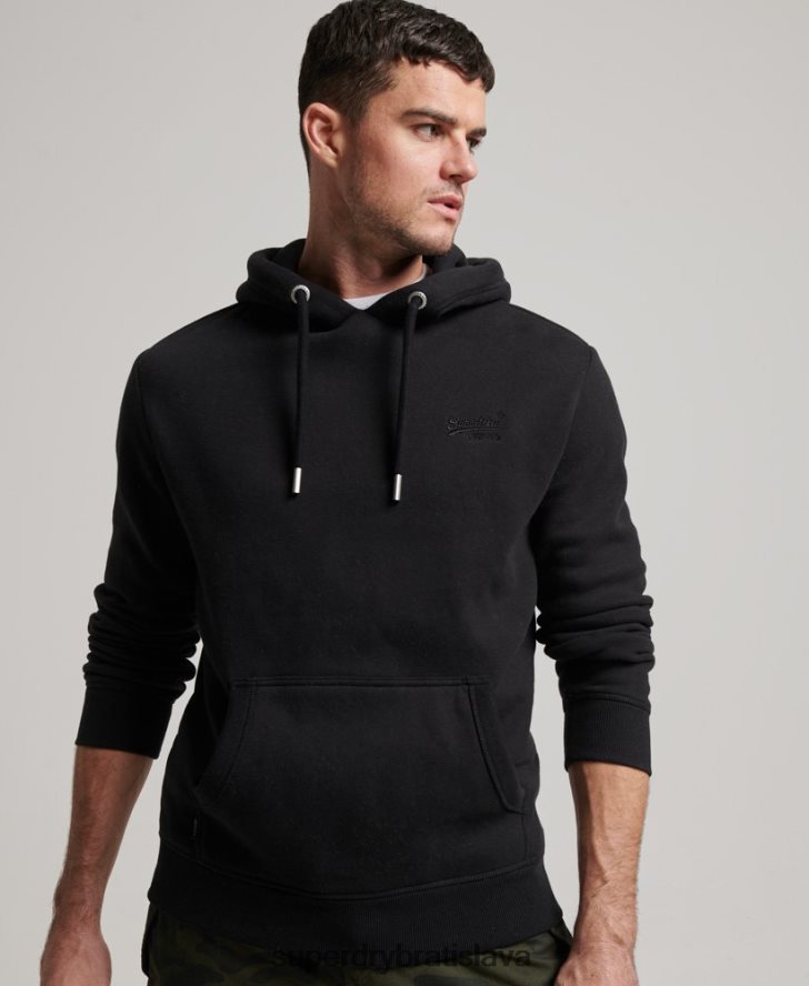 Superdry muži mikina s vyšívaným vintage logom 6B4ZTR685 oblečenie čierna