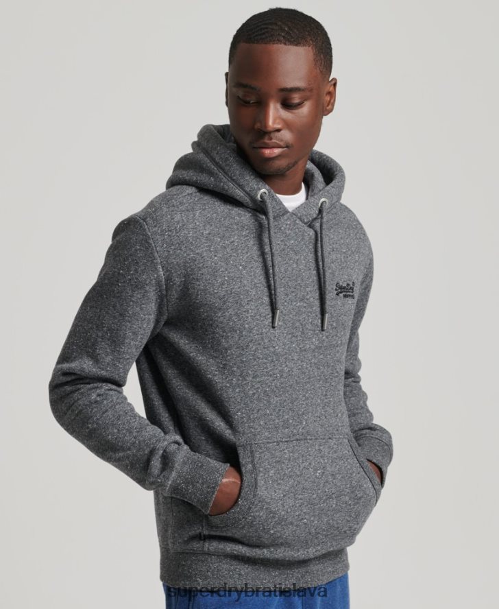 Superdry muži mikina s vyšívaným vintage logom z organickej bavlny 6B4ZTR5069 oblečenie tmavošedý