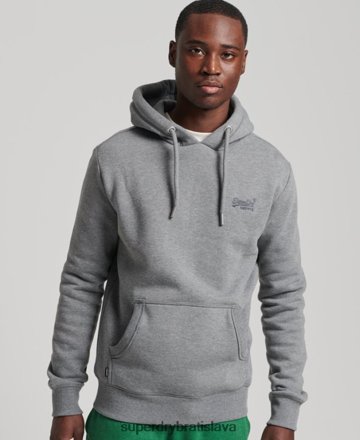 Superdry muži mikina s vyšívaným vintage logom z organickej bavlny 6B4ZTR5104 oblečenie sivá