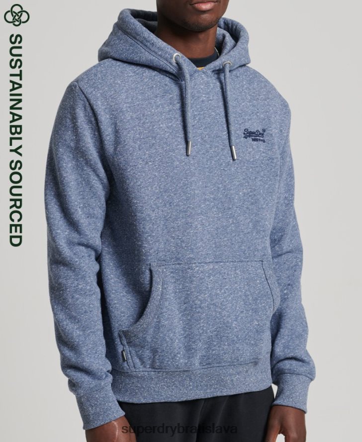 Superdry muži mikina s vyšívaným vintage logom z organickej bavlny 6B4ZTR5106 oblečenie Modrá