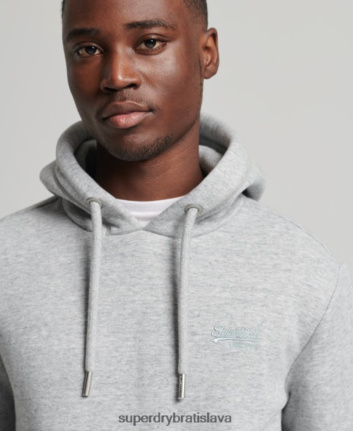 Superdry muži mikina s vyšívaným vintage logom z organickej bavlny 6B4ZTR644 oblečenie sivá