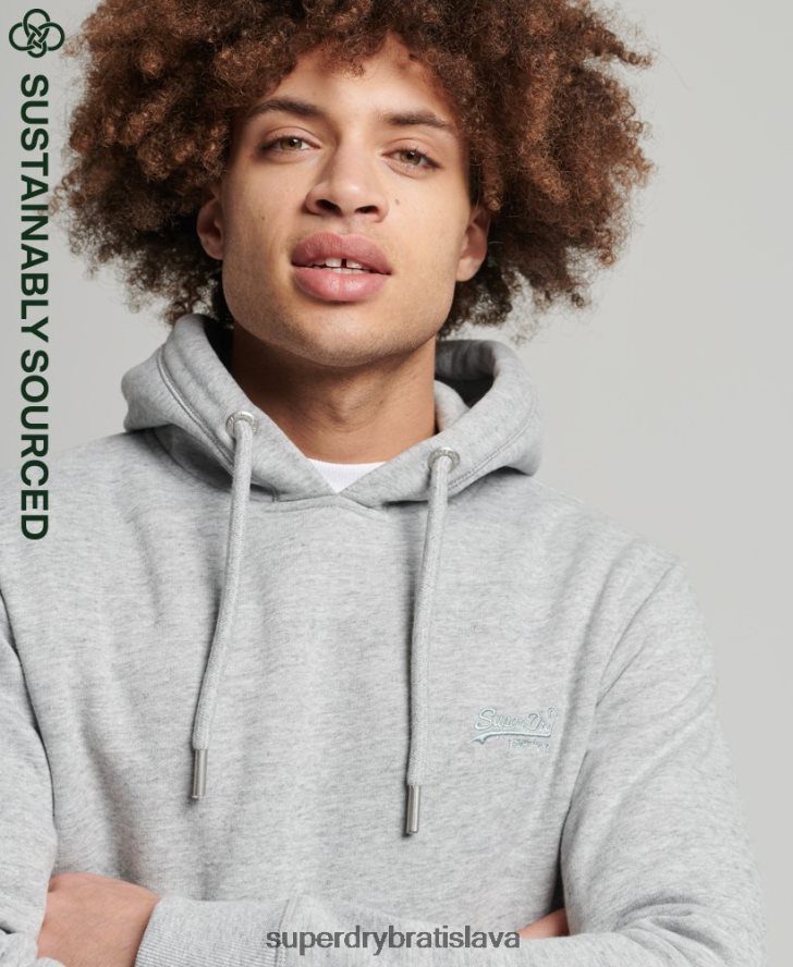Superdry muži mikina s vyšívaným vintage logom z organickej bavlny 6B4ZTR645 oblečenie sivá
