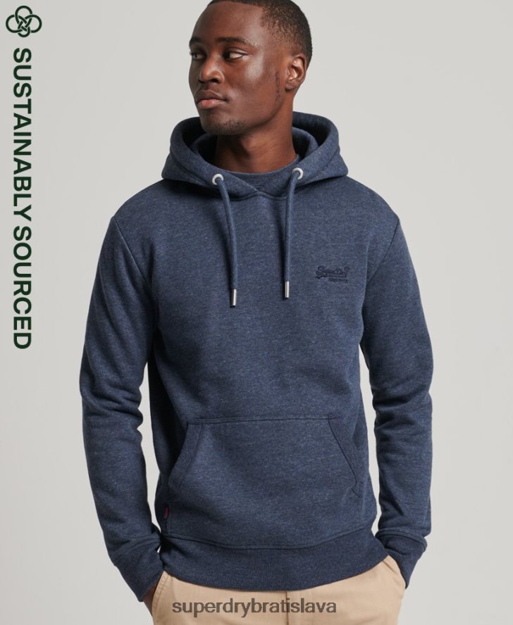 Superdry muži mikina s vyšívaným vintage logom z organickej bavlny 6B4ZTR713 oblečenie námorníctvo