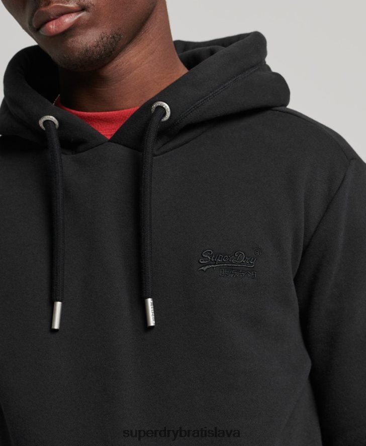 Superdry muži mikina s vyšívaným vintage logom z organickej bavlny 6B4ZTR716 oblečenie čierna