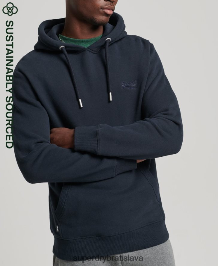 Superdry muži mikina s vyšívaným vintage logom z organickej bavlny 6B4ZTR721 oblečenie námorníctvo