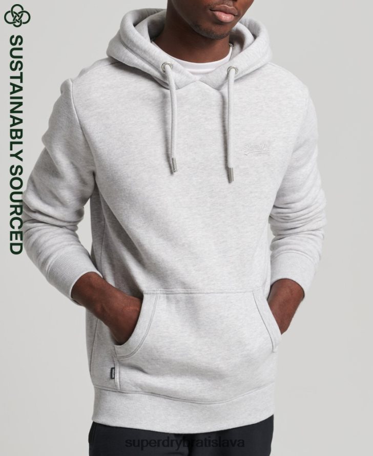 Superdry muži mikina s vyšívaným vintage logom z organickej bavlny 6B4ZTR722 oblečenie svetlo šedá