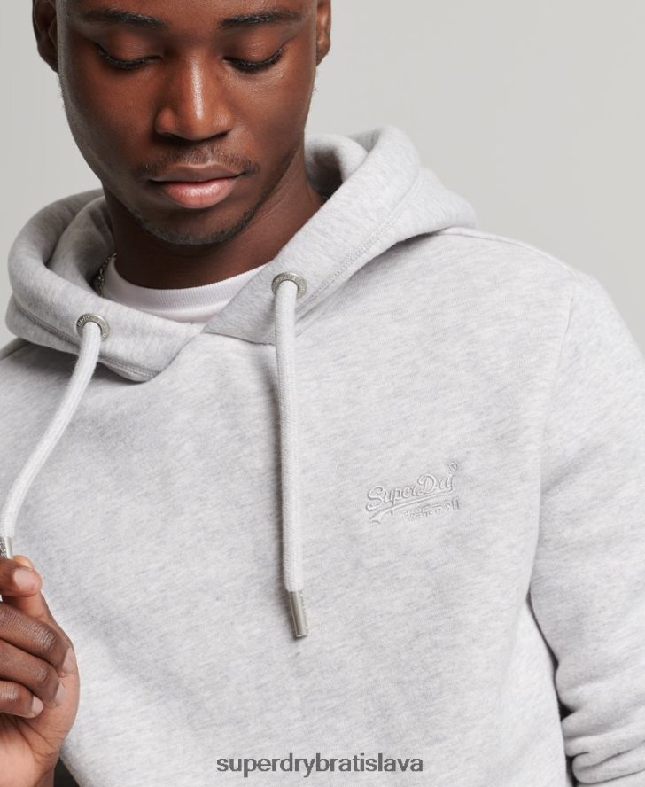 Superdry muži mikina s vyšívaným vintage logom z organickej bavlny 6B4ZTR722 oblečenie svetlo šedá