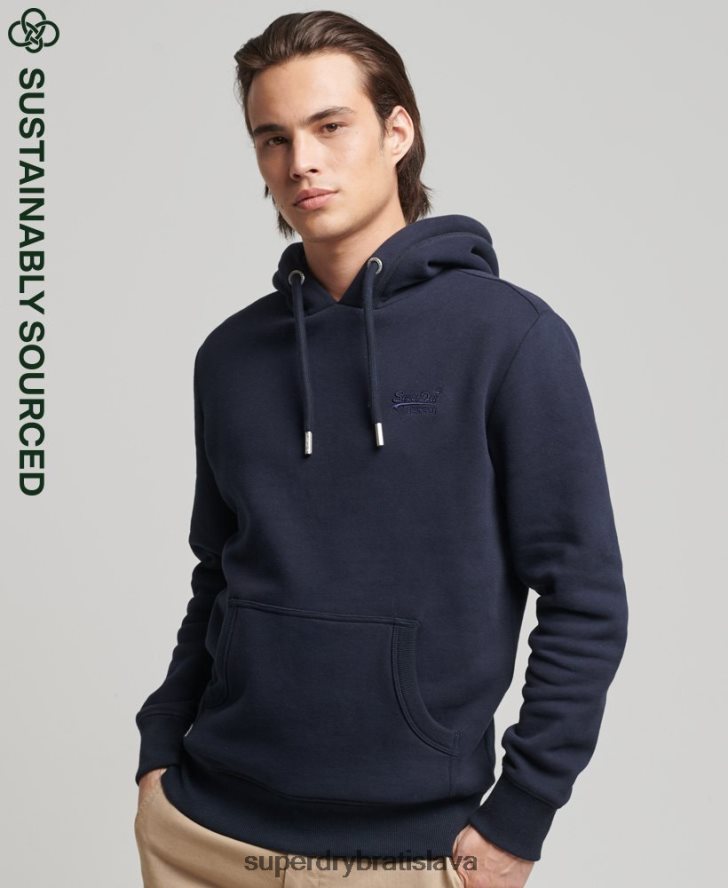 Superdry muži mikina s vyšívaným vintage logom z organickej bavlny 6B4ZTR856 oblečenie námorníctvo