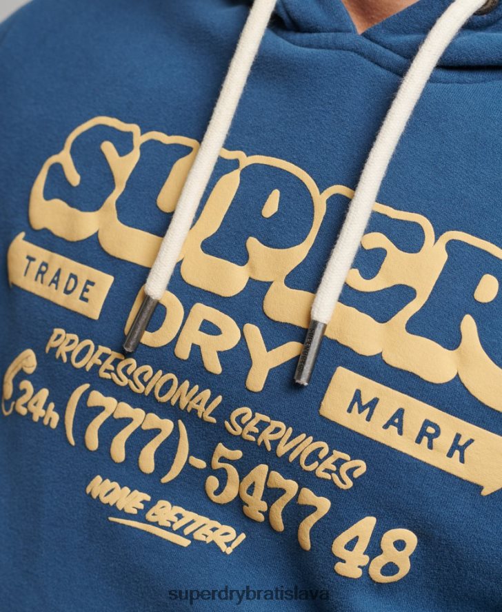 Superdry muži mikina so znakom spisovateľa 6B4ZTR5107 oblečenie Modrá