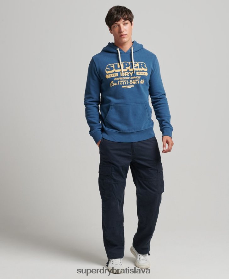 Superdry muži mikina so znakom spisovateľa 6B4ZTR5107 oblečenie Modrá