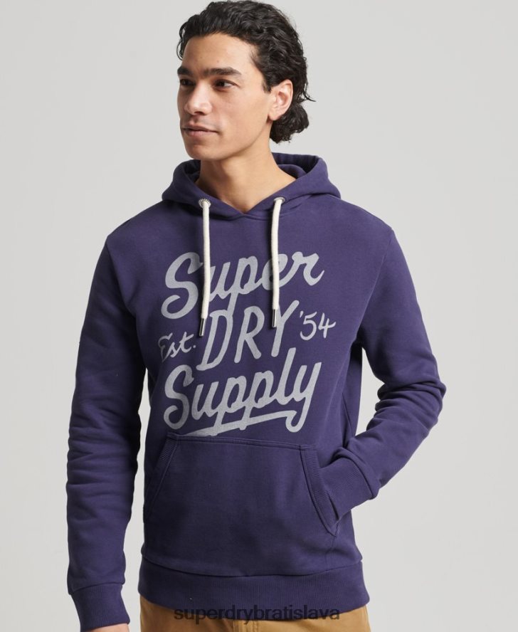 Superdry muži mikina v štýle vintage skriptu 6B4ZTR882 oblečenie námorníctvo