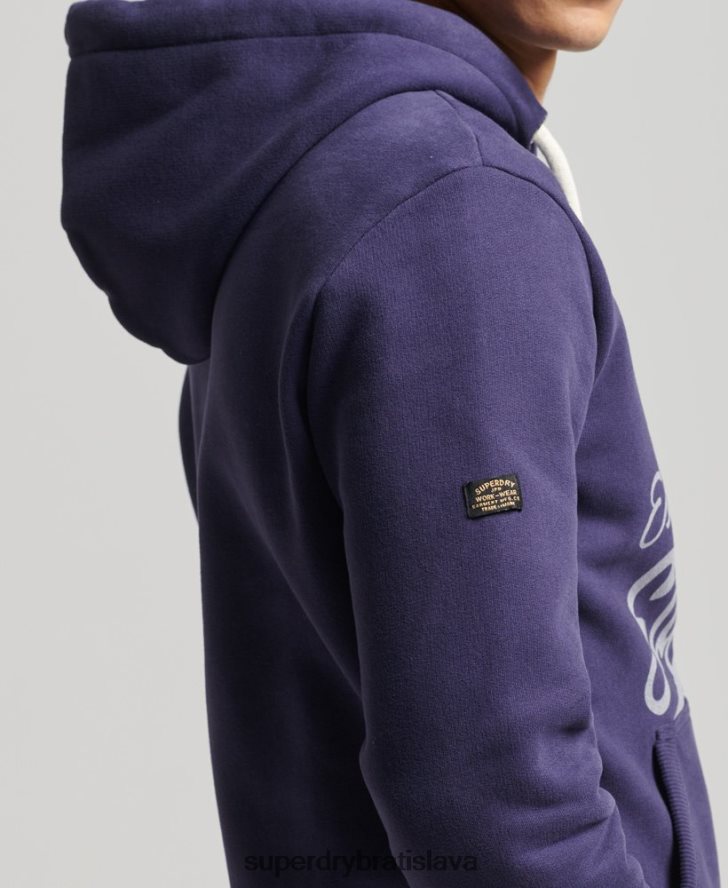 Superdry muži mikina v štýle vintage skriptu 6B4ZTR882 oblečenie námorníctvo