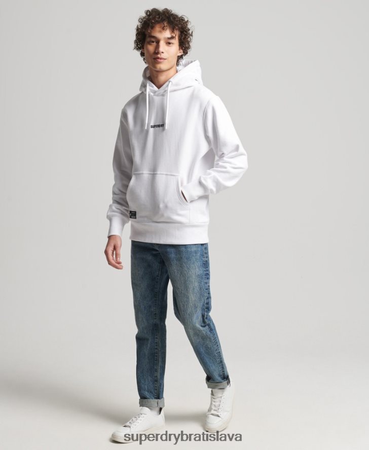 Superdry muži mikina voľného strihu s vyšívaným mikro logom 6B4ZTR5142 oblečenie biely
