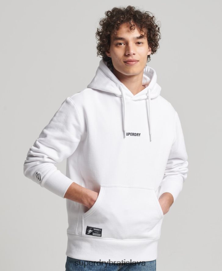 Superdry muži mikina voľného strihu s vyšívaným mikro logom 6B4ZTR5142 oblečenie biely
