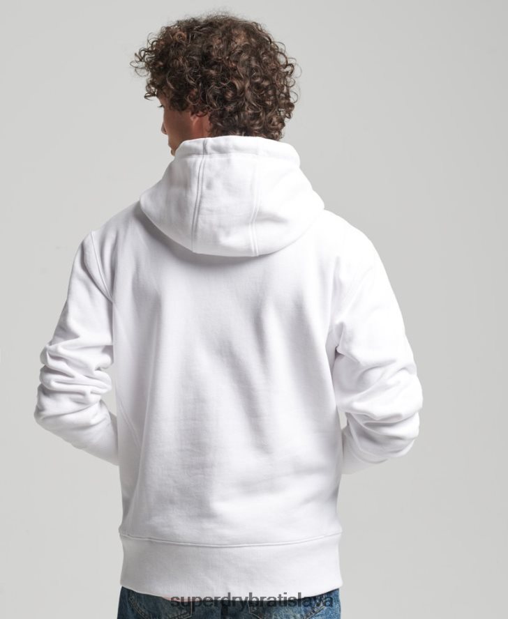 Superdry muži mikina voľného strihu s vyšívaným mikro logom 6B4ZTR5142 oblečenie biely