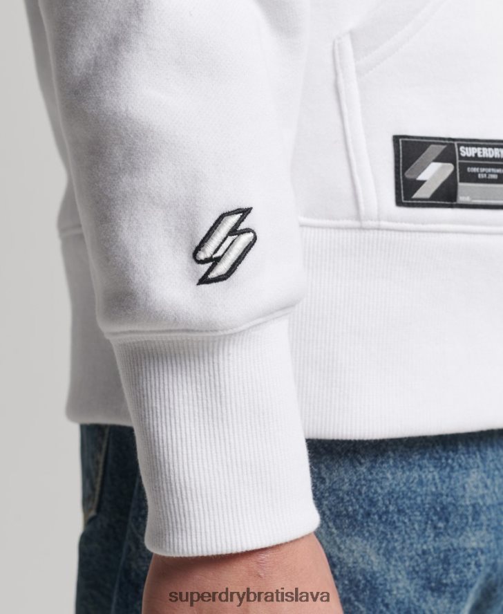 Superdry muži mikina voľného strihu s vyšívaným mikro logom 6B4ZTR5142 oblečenie biely