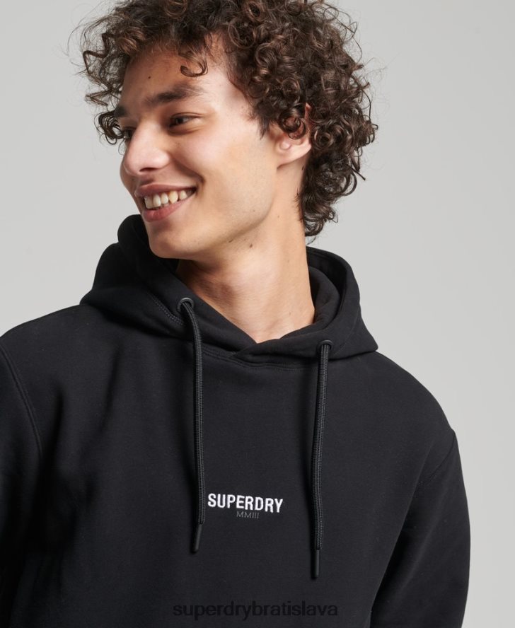 Superdry muži mikina voľného strihu s vyšívaným mikro logom 6B4ZTR5206 oblečenie čierna