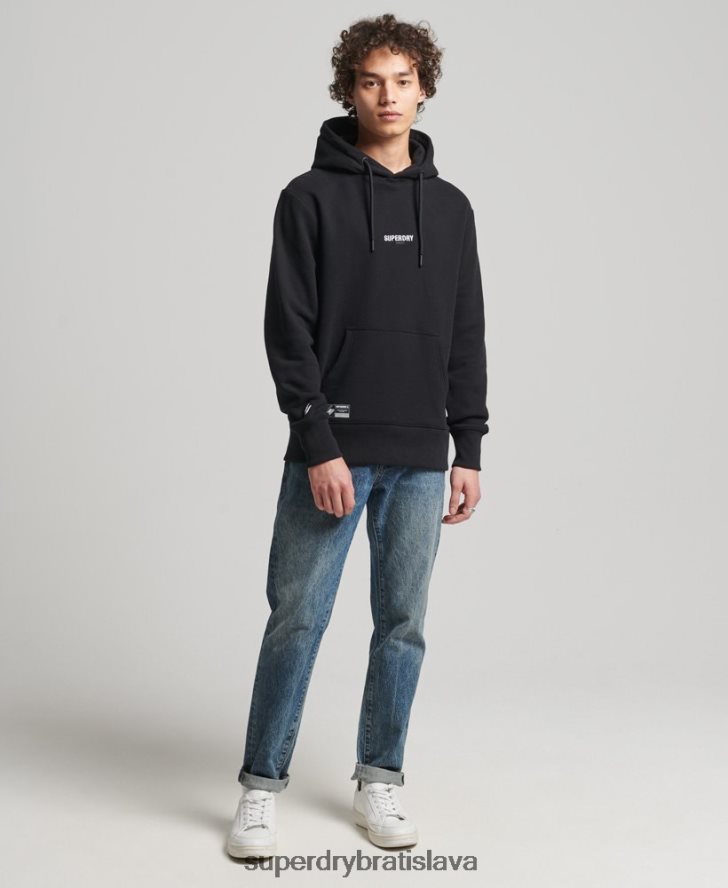 Superdry muži mikina voľného strihu s vyšívaným mikro logom 6B4ZTR5206 oblečenie čierna