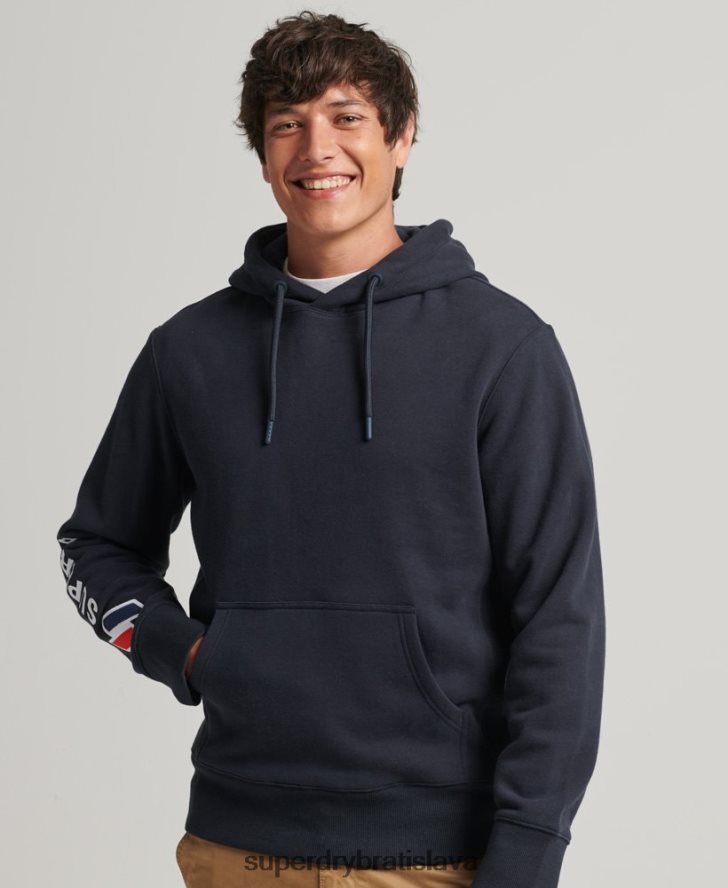 Superdry muži nášivková mikina s kapucňou 6B4ZTR583 oblečenie námorníctvo