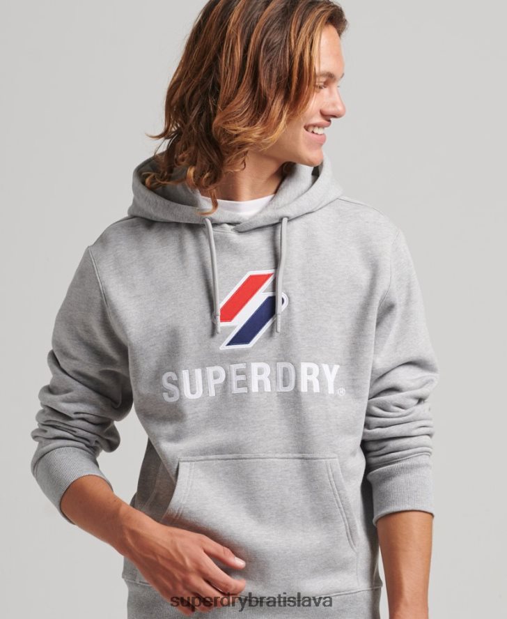 Superdry muži naukladaná mikina s logom 6B4ZTR5115 oblečenie sivá