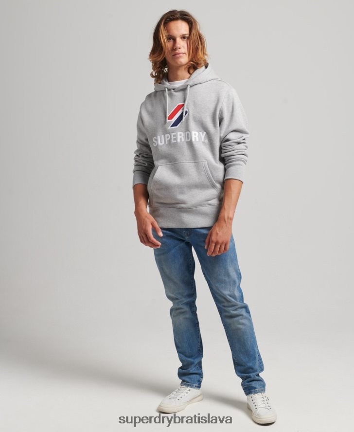Superdry muži naukladaná mikina s logom 6B4ZTR5115 oblečenie sivá